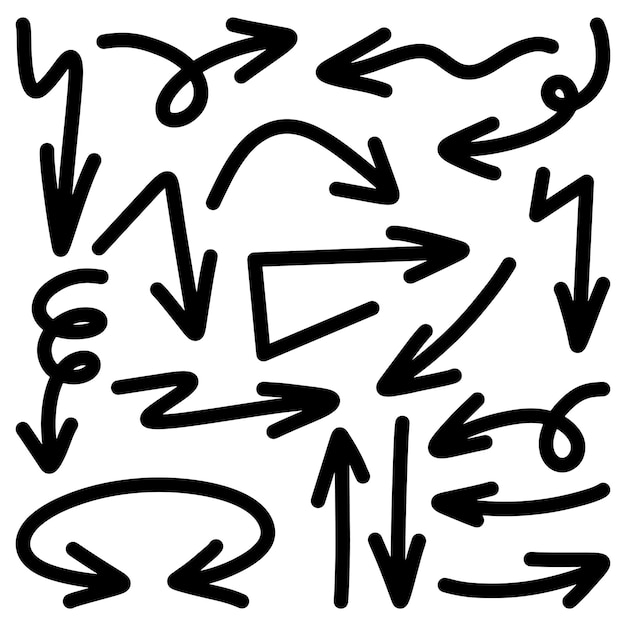 set of hand drawn vector arrows doodle on white background design element vector illustration