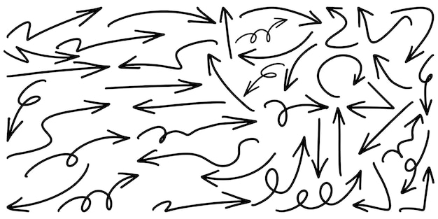手描きのベクトル矢印のドゥードルセット