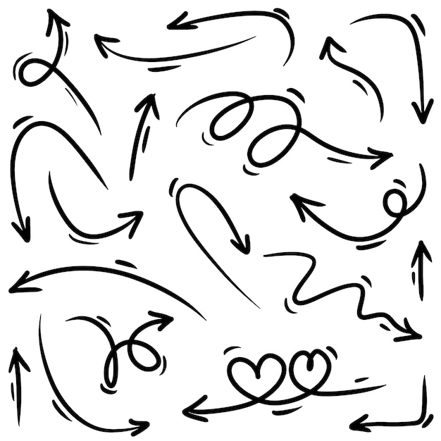 Set of hand drawn vector arrows  doodle