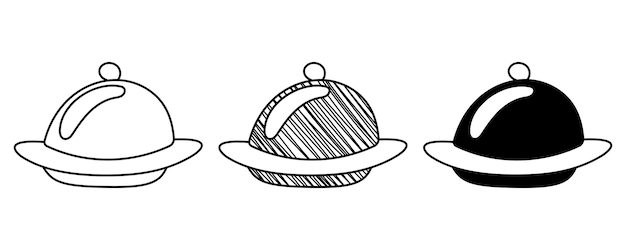 Set of hand drawn vector cloches in doodle cartoon style.