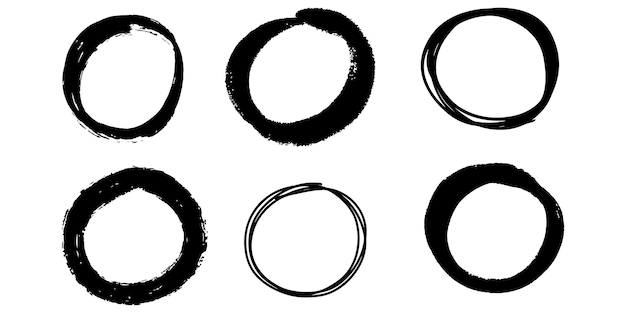 Set of hand drawn vector doodle circle line sketch isolated on white background.