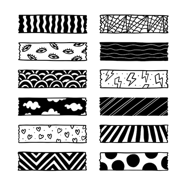 Premium Vector Set of hand drawn washi tape