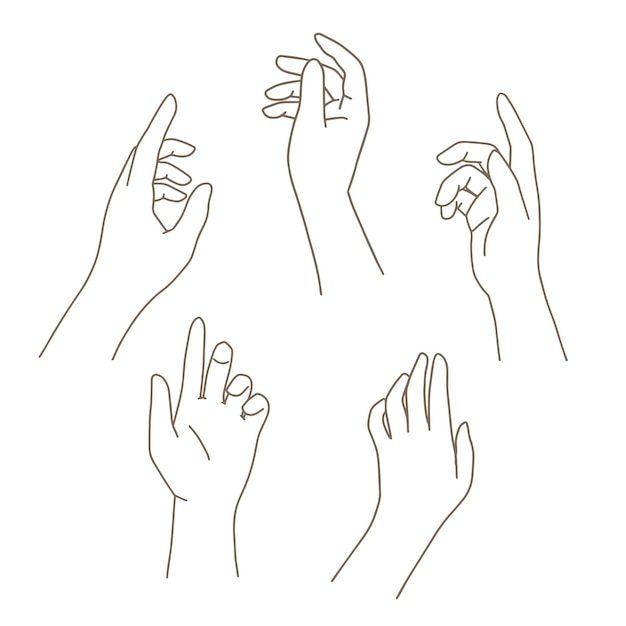 Vector set of hand gesture with hand drawing style