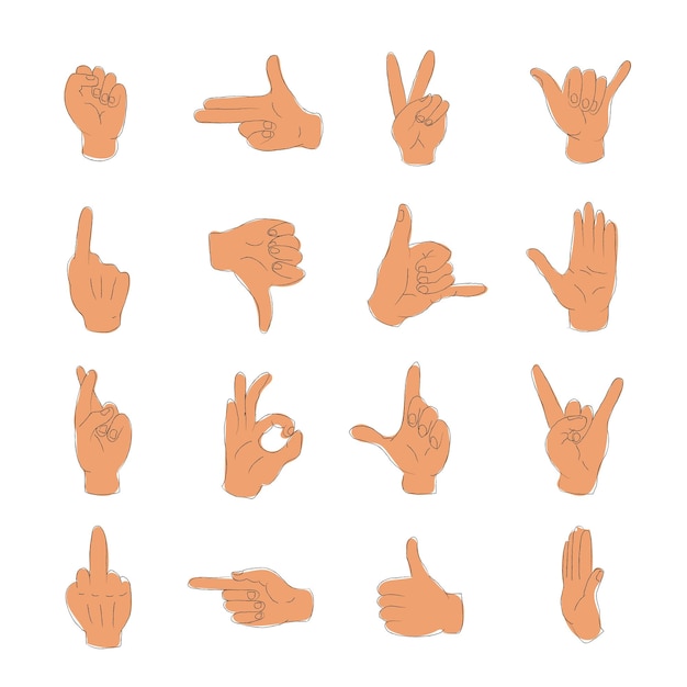 Vector set of hand gestures signs gesture