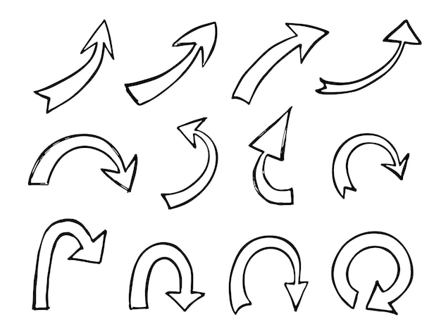 Set hand getekende inkt pijl illustratie Zakelijke doodle clipart Enkel element voor ontwerp