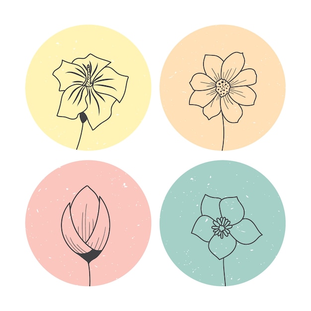 set hand getrokken bloemen illustratie