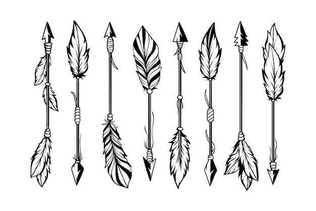 Set Hand getrokken etnische pijlen boho-stijl