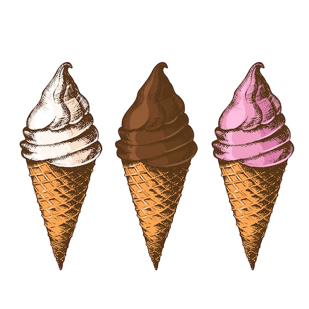 Set hand getrokken ijs. Schetsen. Zomerseizoen. Het menu voor het restaurant en café. Illustratie geschilderd in grafische stijl.