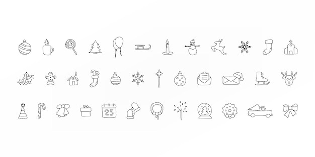 Set hand getrokken kerst iconen illustratie