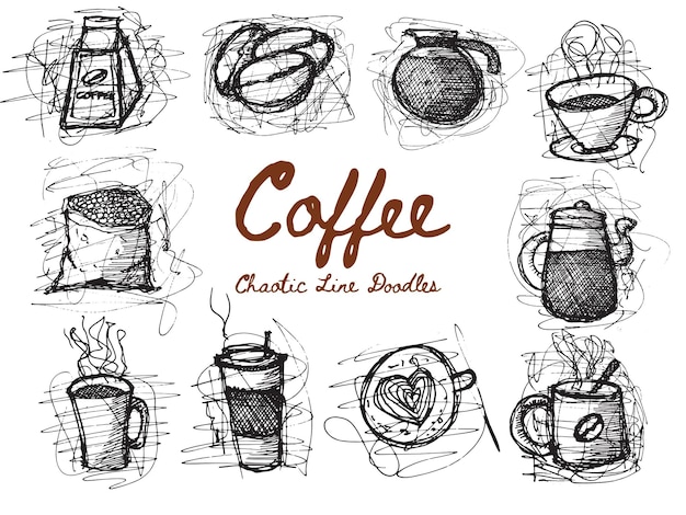 Set hand getrokken koffiehuis doodles.