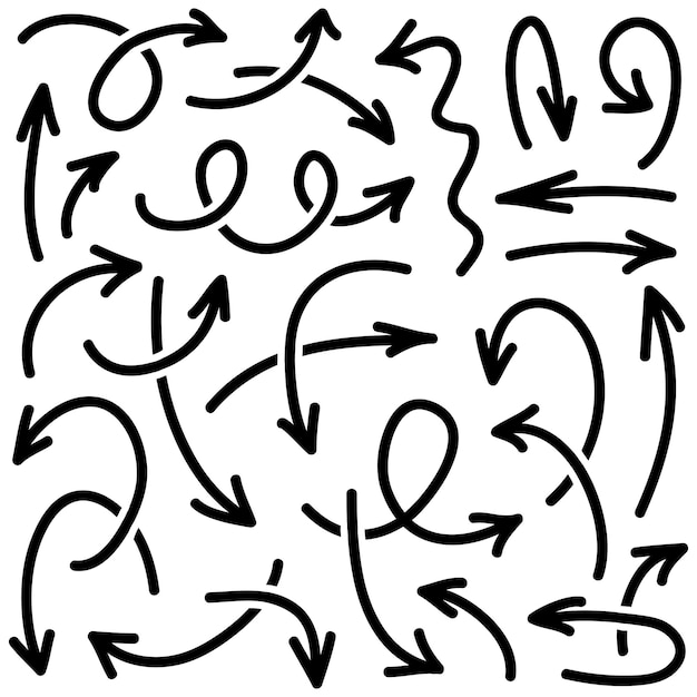 Set hand getrokken pijlen Vector doodle ontwerpelementen Illustratie op witte achtergrond voor zakelijke infographic banner web en concept design