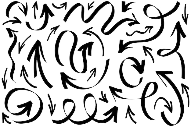 set hand getrokken pijlen Vector doodle ontwerpelementen illustratie op witte backgroundfor zakelijke infographic banner web en conceptontwerp