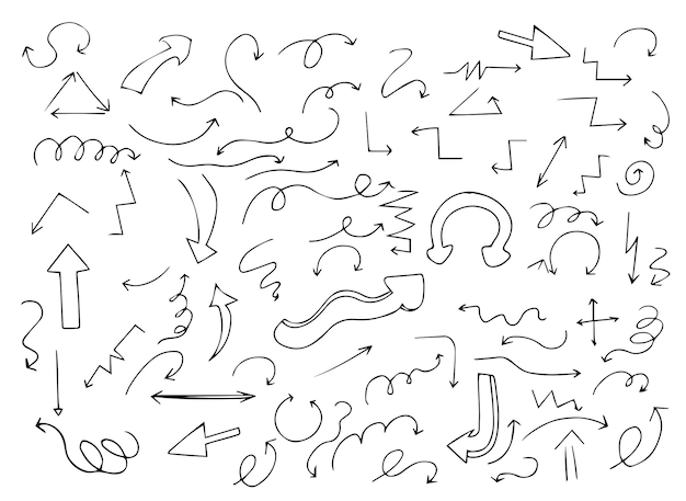 Set hand getrokken pijlen. Vector doodle pijlen.