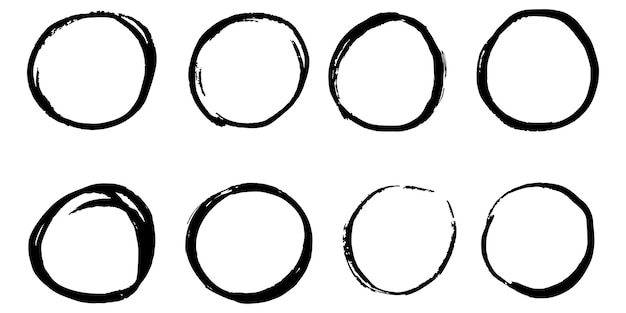 Set hand getrokken vector doodle cirkel lijn schets geïsoleerd op een witte achtergrond.