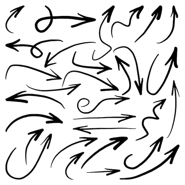 Set Hand getrokken vector pijlen doodle op witte backgrounddesign element vectorillustratie