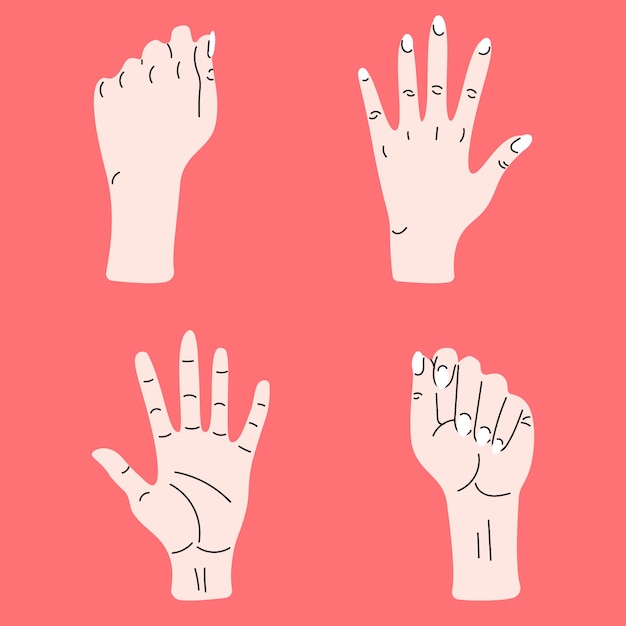 Set of hand. hand drawn colorful trendy vector illustration. cartoon style. flat design. all elements are isolated