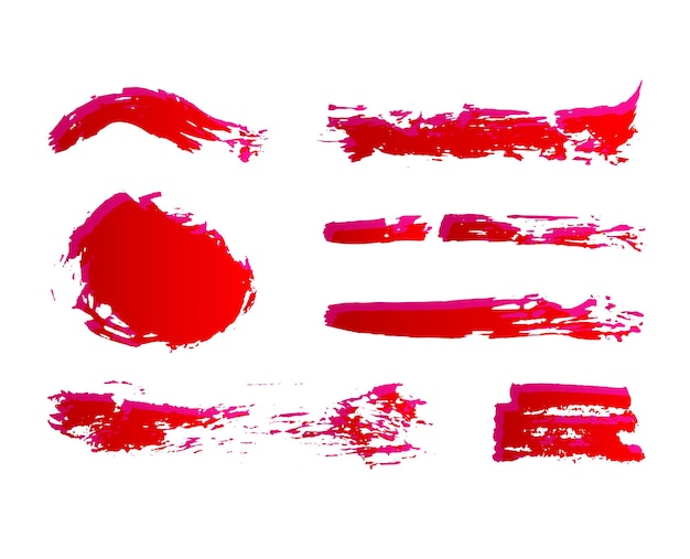 Vector set of hand painted red ink brush strokes vector grunge brushes