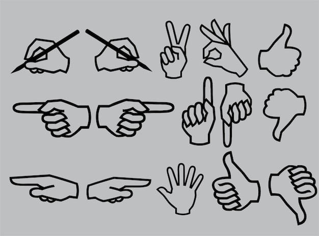 set of hand people vector