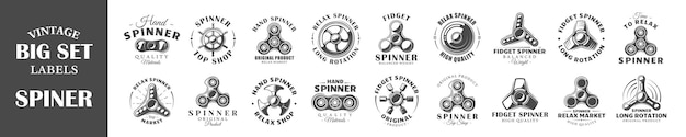 Set of hand spinner labels and logos