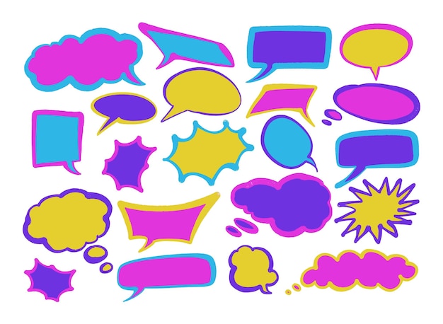 Set of hand spray graffiti speech bubbles frame design elements background