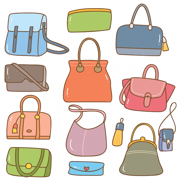 set of handbag doodle isolated on white 