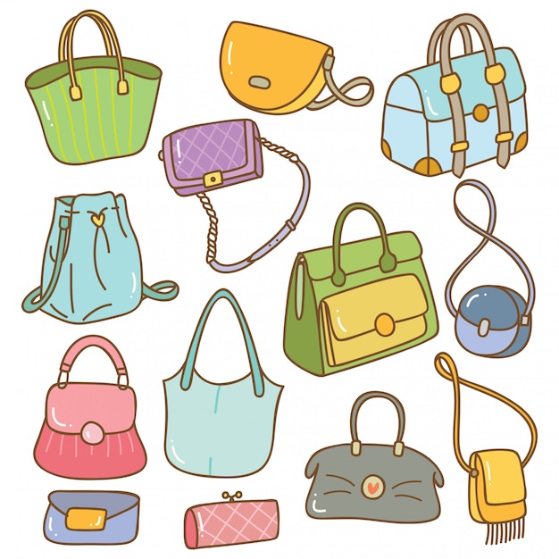 Vector set of handbag doodle isolated on white