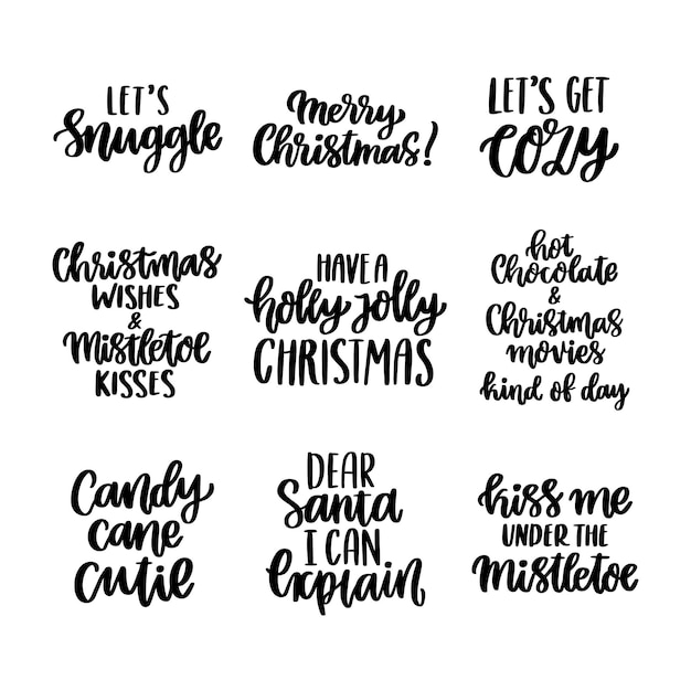 Vector set of handdrawing inscriptions for christmas holidays