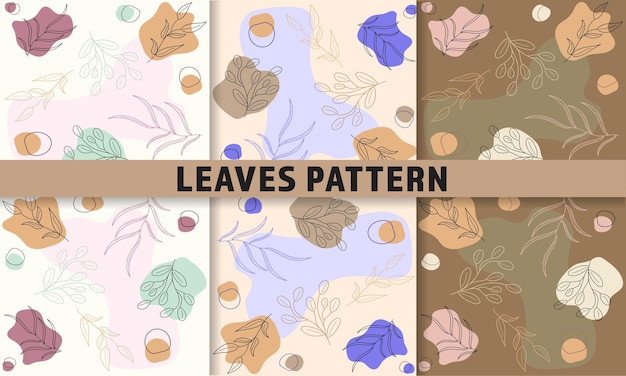 Set of handdrawn abstract leaf patterns