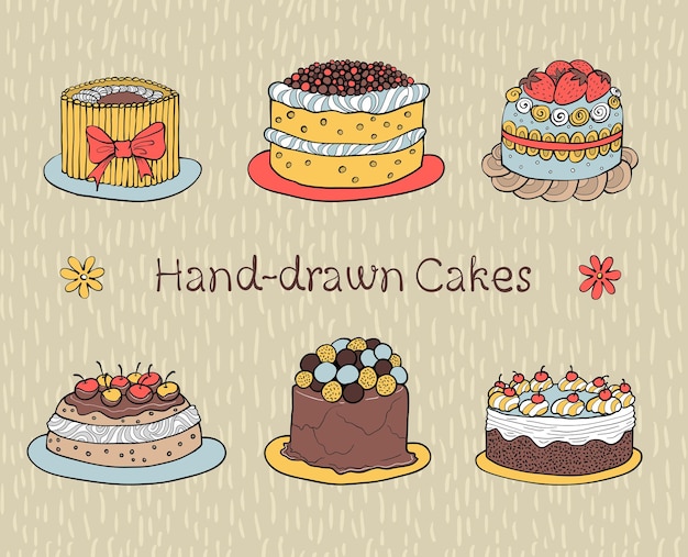 Set of Handdrawn Cakes