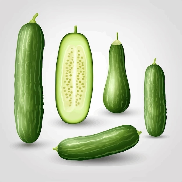 Vector a set of handdrawn cucumber illustrations that will add a rustic charm to your projects