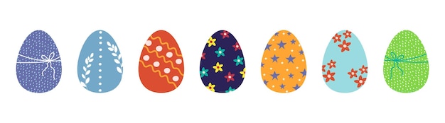 Set of handdrawn Easter eggsColorful Easter eggs