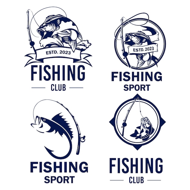 Premium Vector  Set of handdrawn fishing logo design