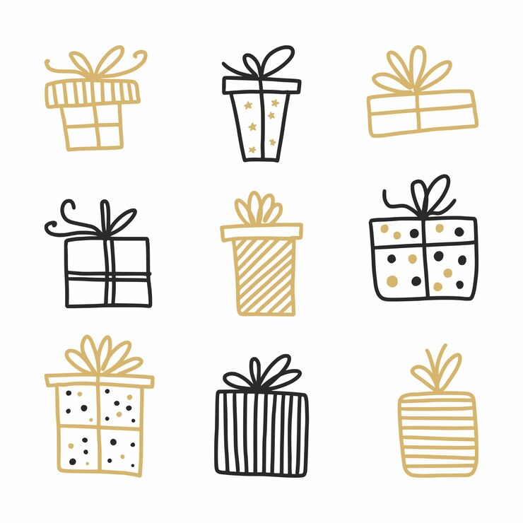 Vector 手描きのギフトボックスのセット