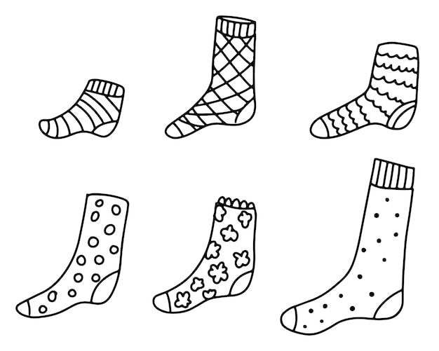 A set of handdrawn socks Socks drawn with a contour icons