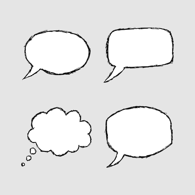 Vector set of handdrawn speech bubbles on the green background