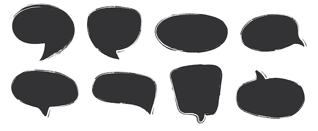 Set of handdrawn speech bubbles Grunge styled