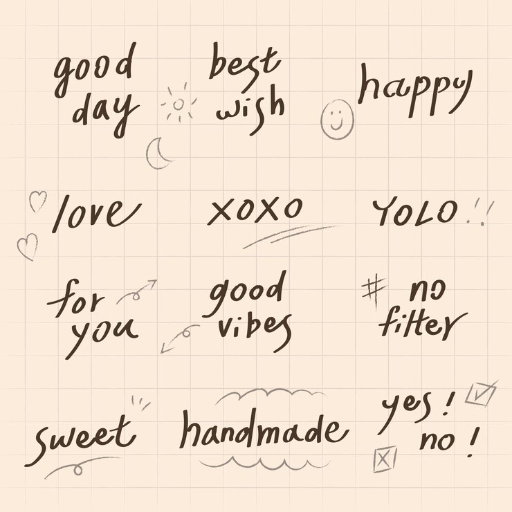 Vector set handgeschreven groeten typografie