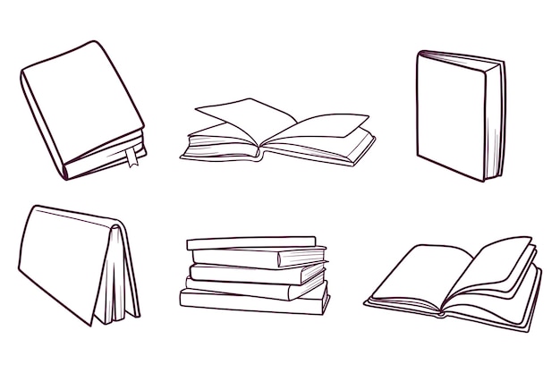 Vector set handgetekende boeken doodle illustratie