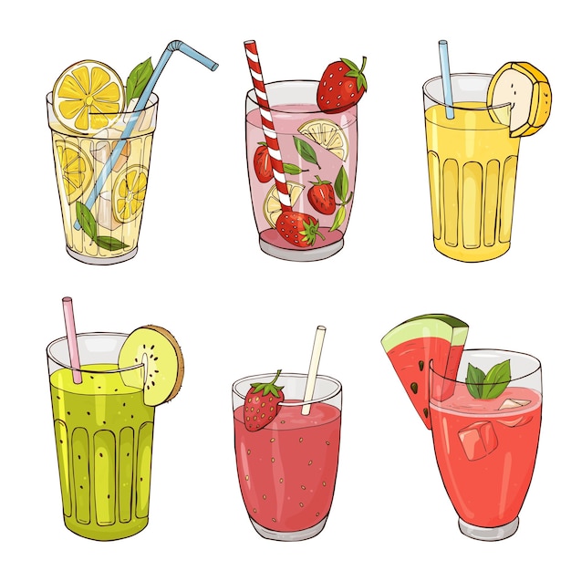 Set handgetekende frisdranken en cocktails