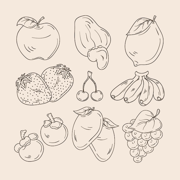 Set Handgetekende Fruit