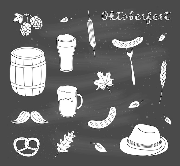 Set handgetekende Oktoberfest-pictogrammen