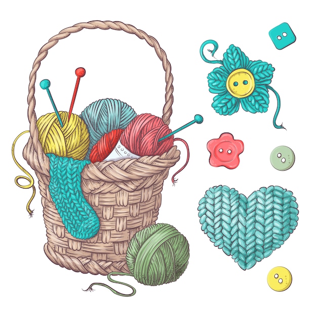 Set for handmade basket  for crochet and knitting.