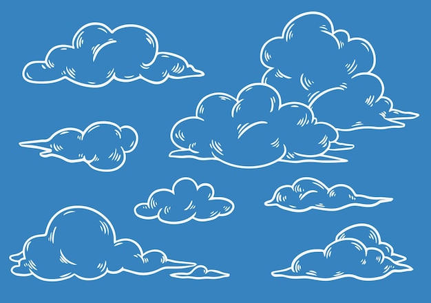 Set of Handrawn Clouds Doodles