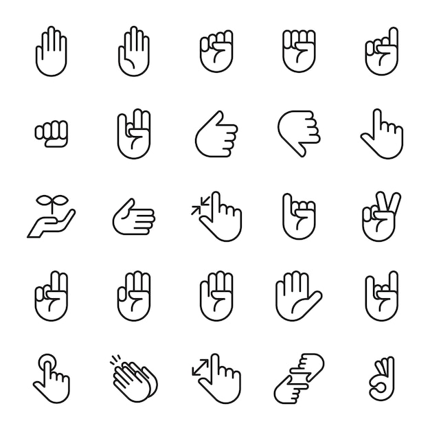 Set Of Hands Sign Icon 