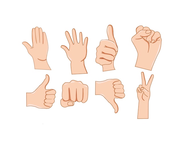 a set of hands with different gestures.