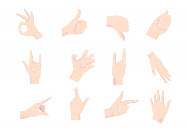 Vector set of hands