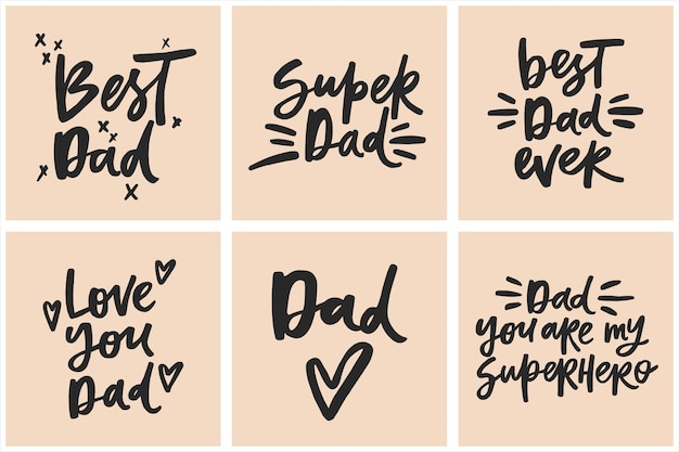 Set of handwritten quotes about Fathers day