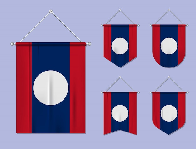 繊維の質感とフラグラオスをぶら下げのセットです。国旗の国の多様性の形。縦型テンプレートペナント