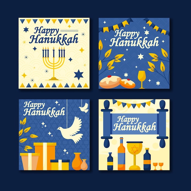 Set of hanukkah festivity social media