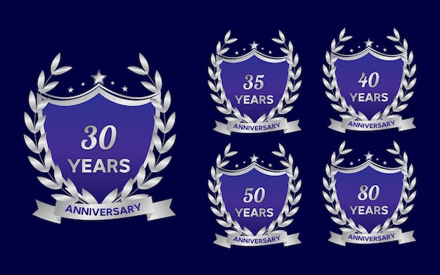 Vector set of happy anniversary celebration